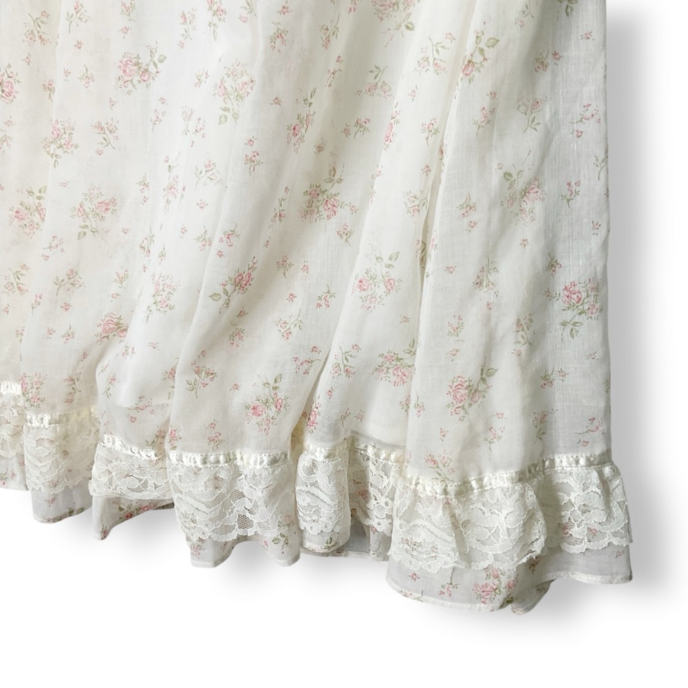 Gunne Sax Jessica Vintage Dress M Floral Chiffon Maxi Flutter Sleeve Cottagecore - Picture 11 of 15